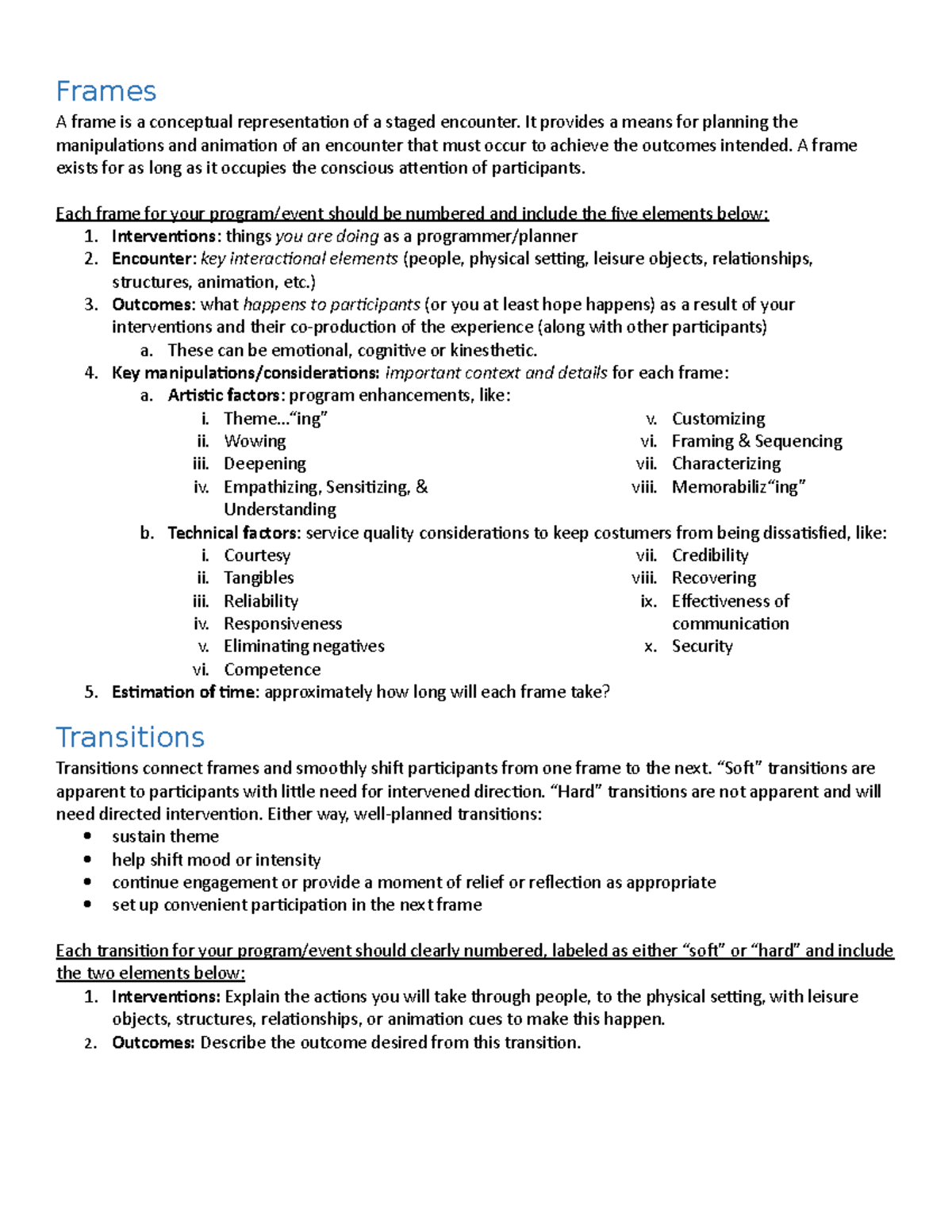 Frames and Transitions tool for animation plans Frames A frame is a