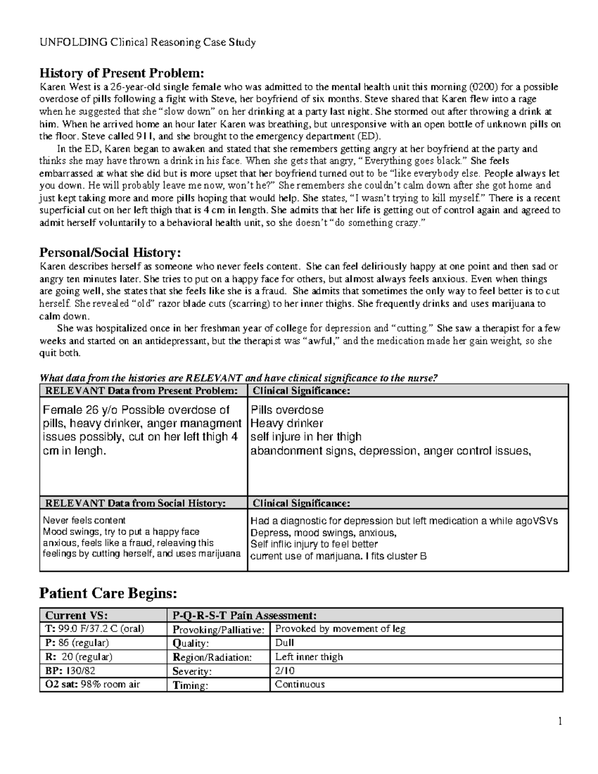 borderline case study nursing