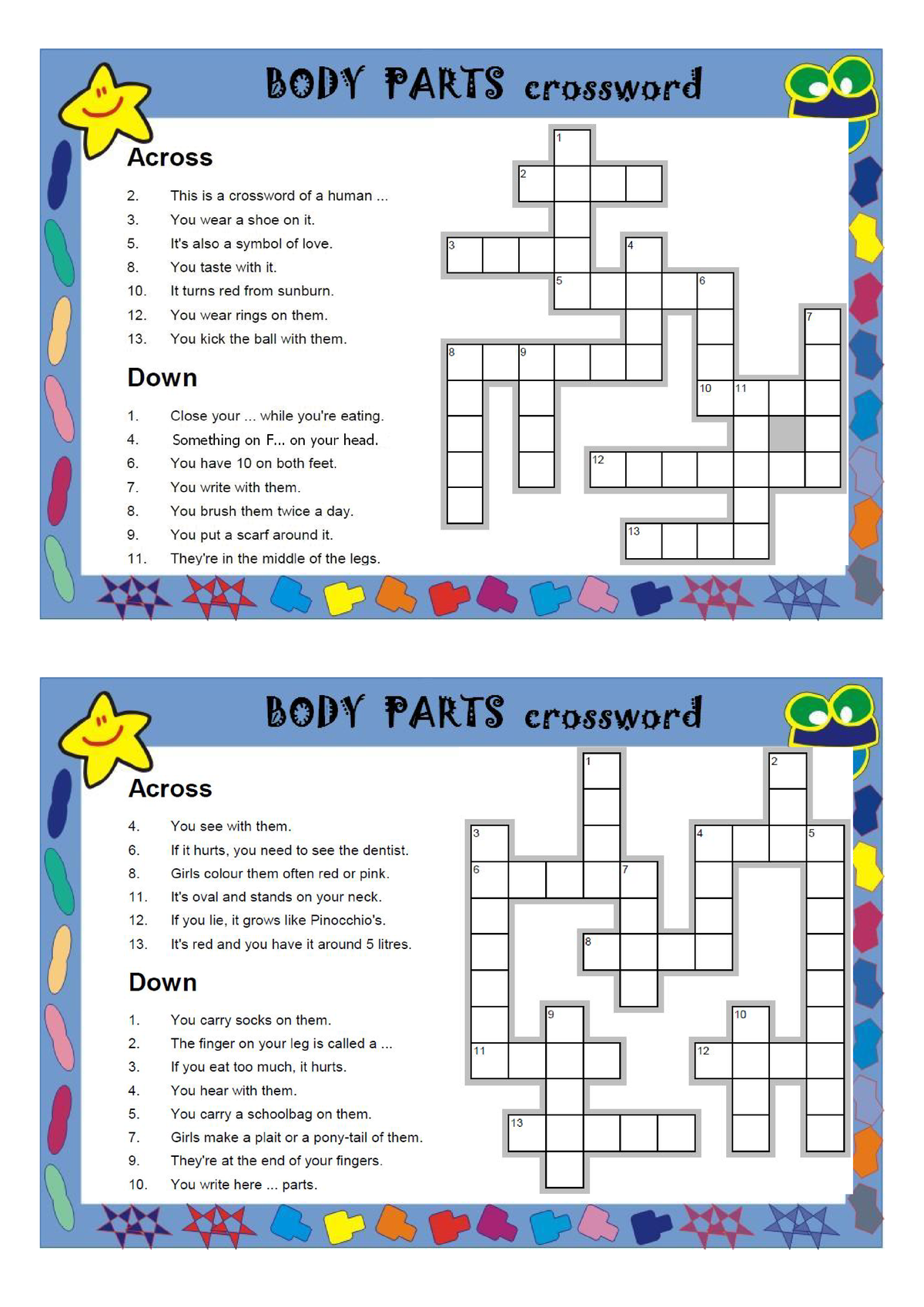 22172 body parts crosswords Inglés Ii Studocu