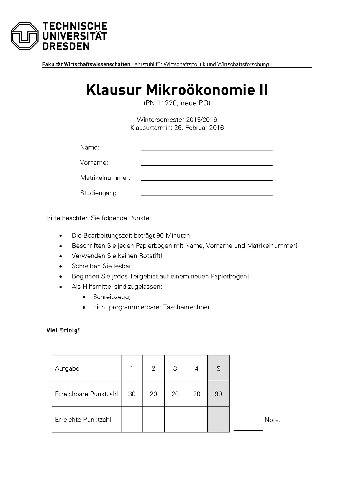 Klausur Wintersemester 2014/2015, Fragen Und Antworten - Fakultät ...