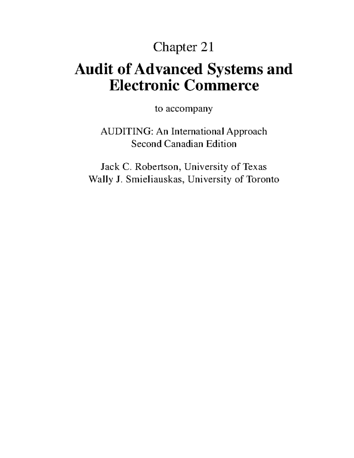 Audit of Advanced Systems and Electronic Commerce - Chapter 21 Audit of ...
