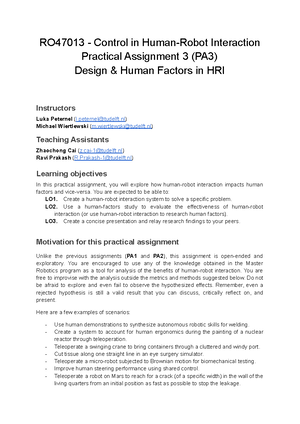 C HRI - Practical Assignment 2 - Practical Assignment 2 (PA2 ...