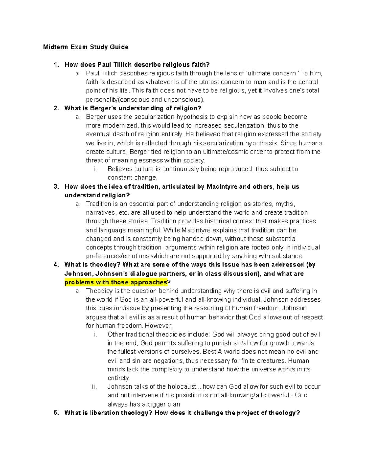 Theology Midterm Study Guide - Midterm Exam Study Guide How Does Paul ...