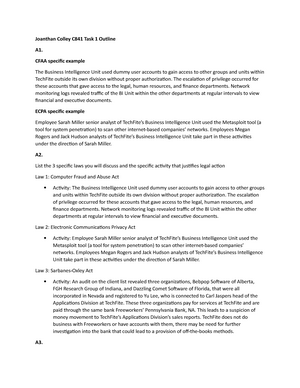 C841 Legal Issues in Information Security PA Task 2 - Performance ...