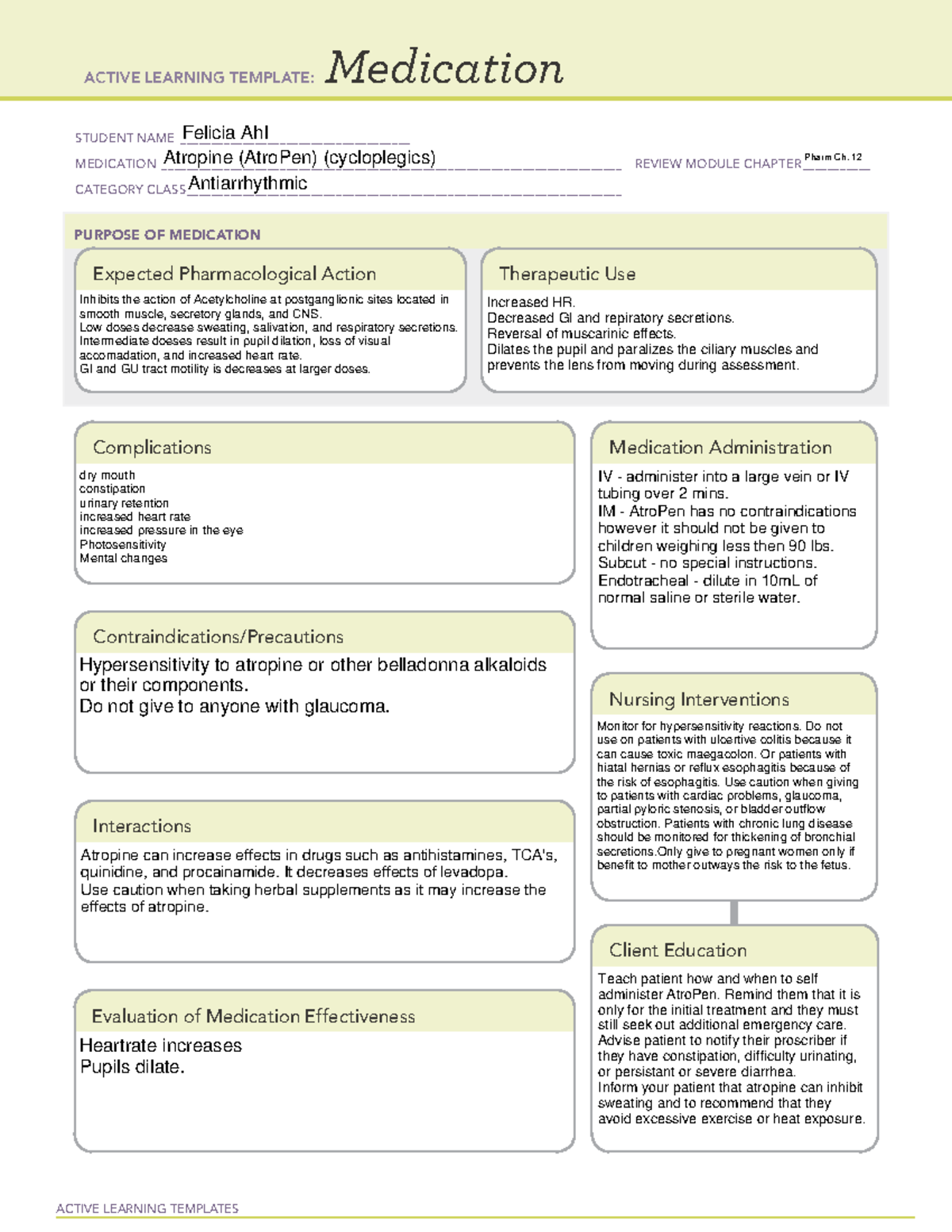 Atropine (cycloplegics) - ACTIVE LEARNING TEMPLATES Medication STUDENT ...