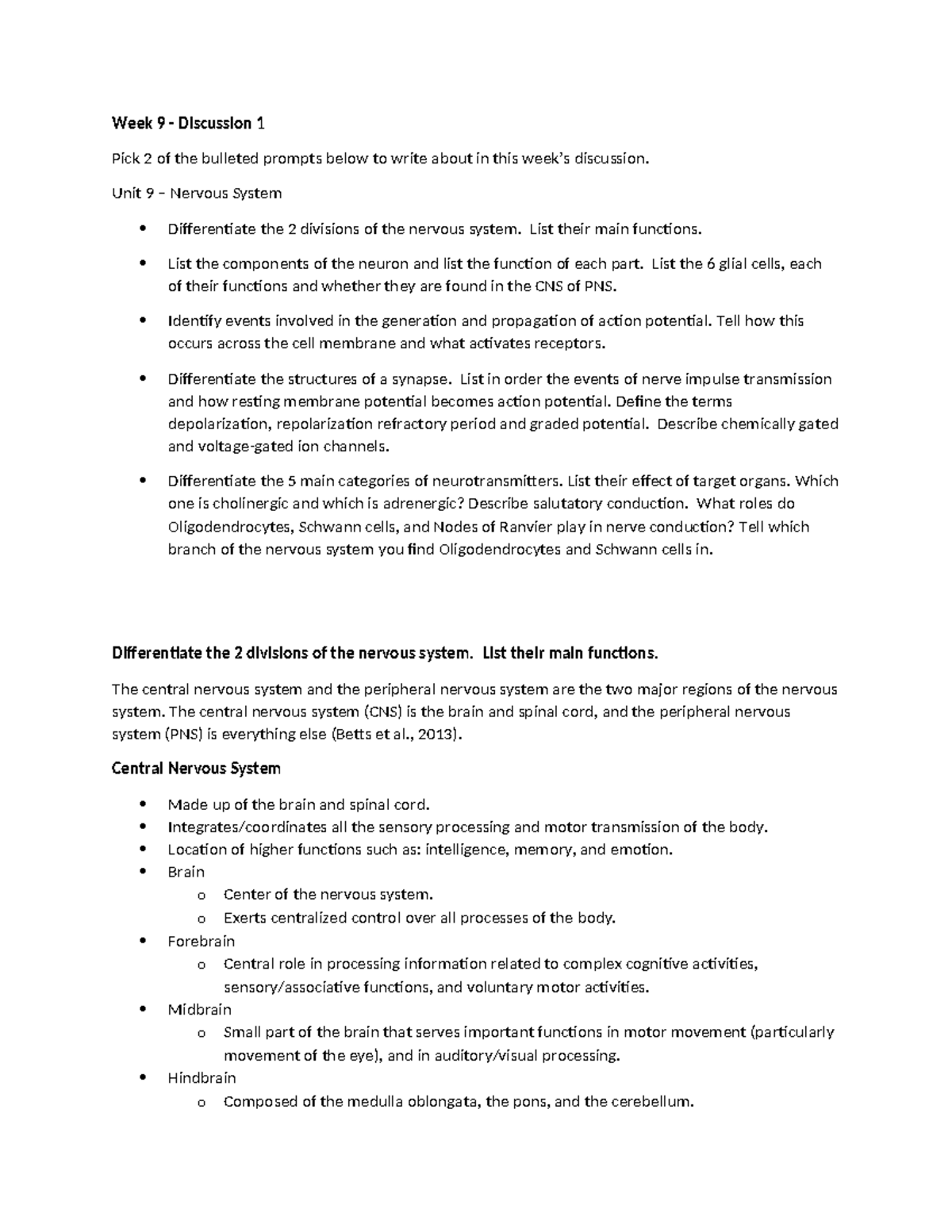 BIO1100 Week 9 Discussion - Week 9 - Discussion 1 Pick 2 of the ...