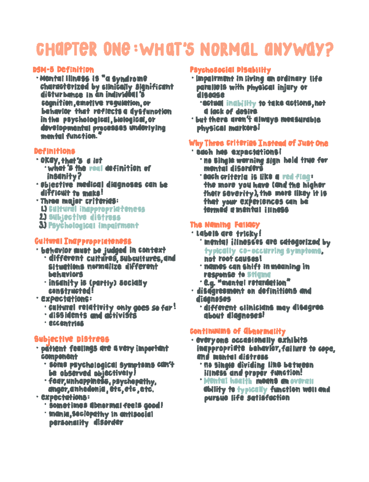 Chapter One - Abnormal Psychology - case o e a's or a a d SM 5 ...