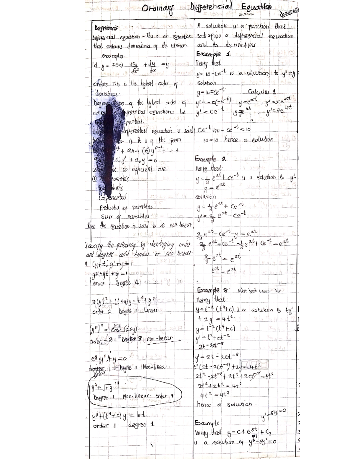 Ordinary differential equation notes - Ordinary Differencial Equation ...