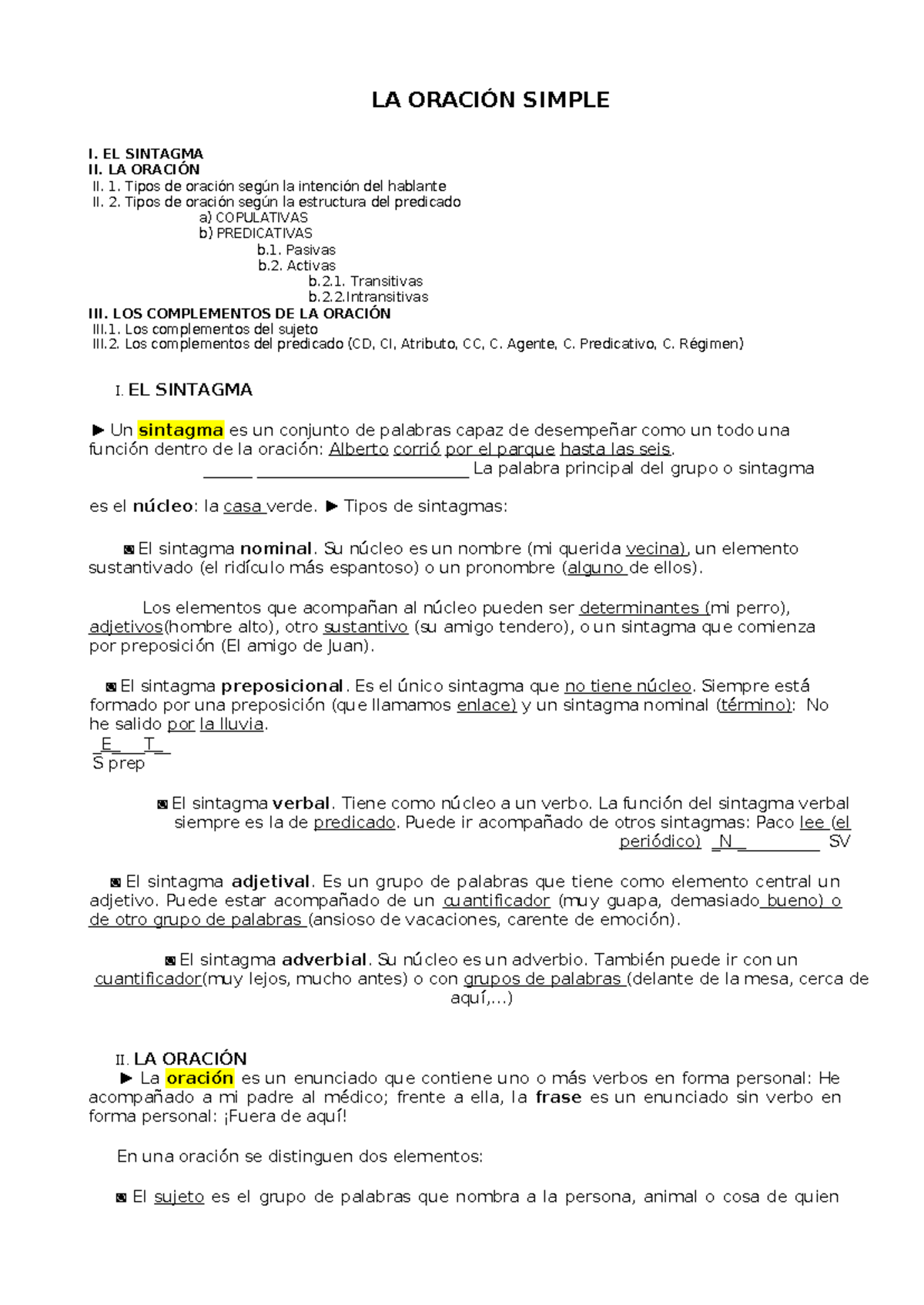 La Oración Simple Kjkawhmrdbmwjlek La OraciÓn Simple I El Sintagma Ii La OraciÓn Ii 1 1124