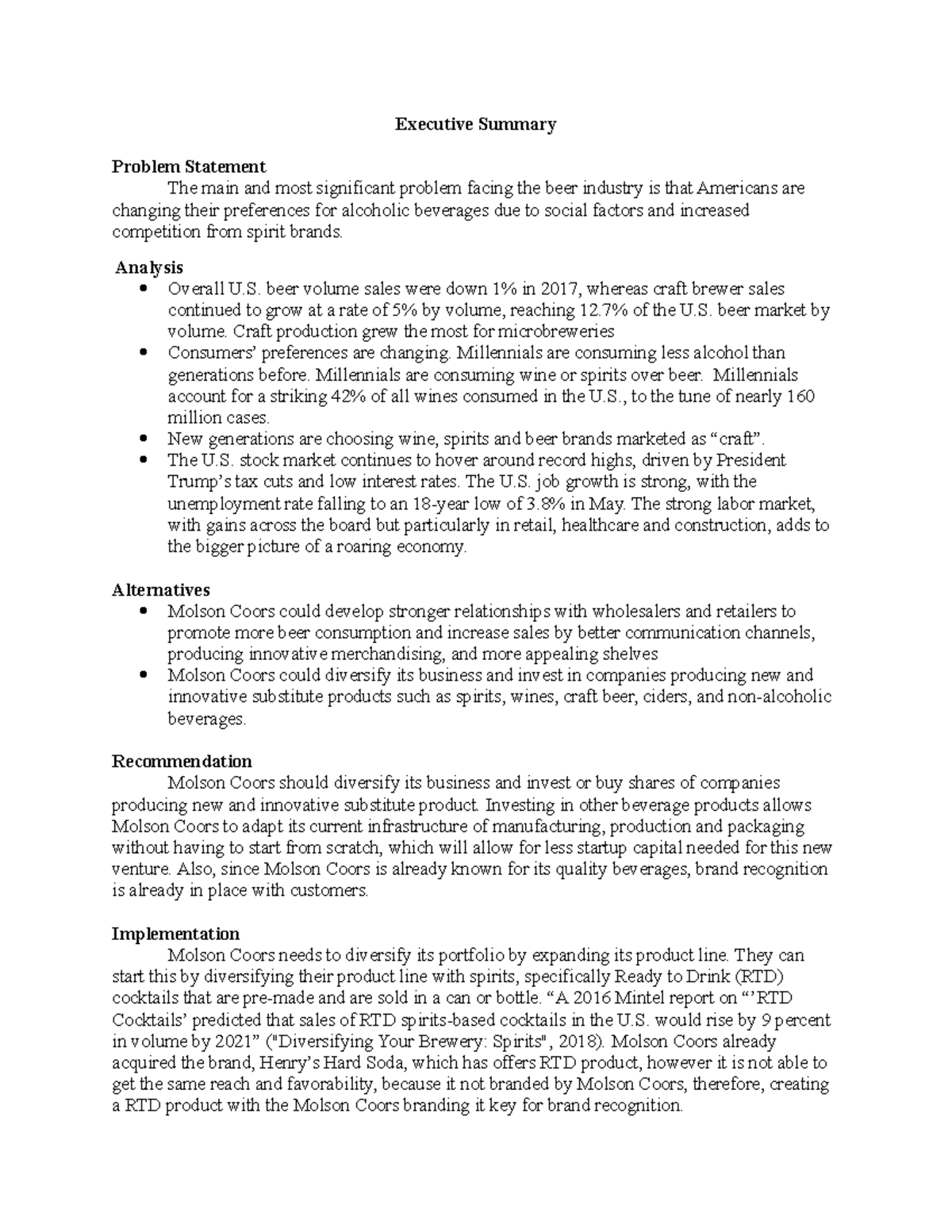 example of problem in case study