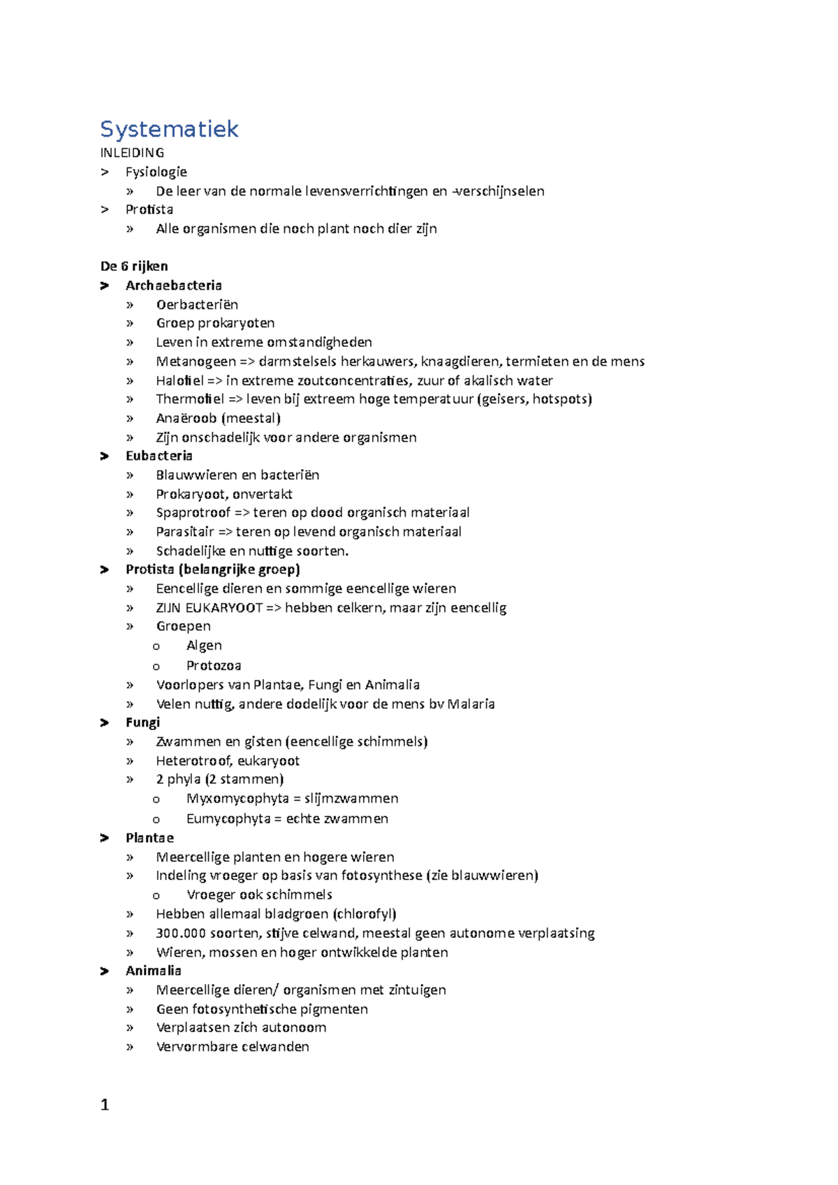 Samenvatting Agro-en Biotechnologie, Dierenzorg; Systematiek ...