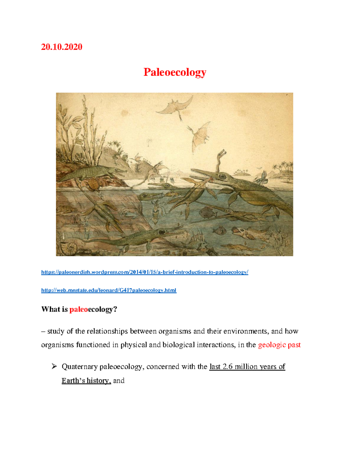 3 Paleocology Lecture notes 3 paleontology Studocu