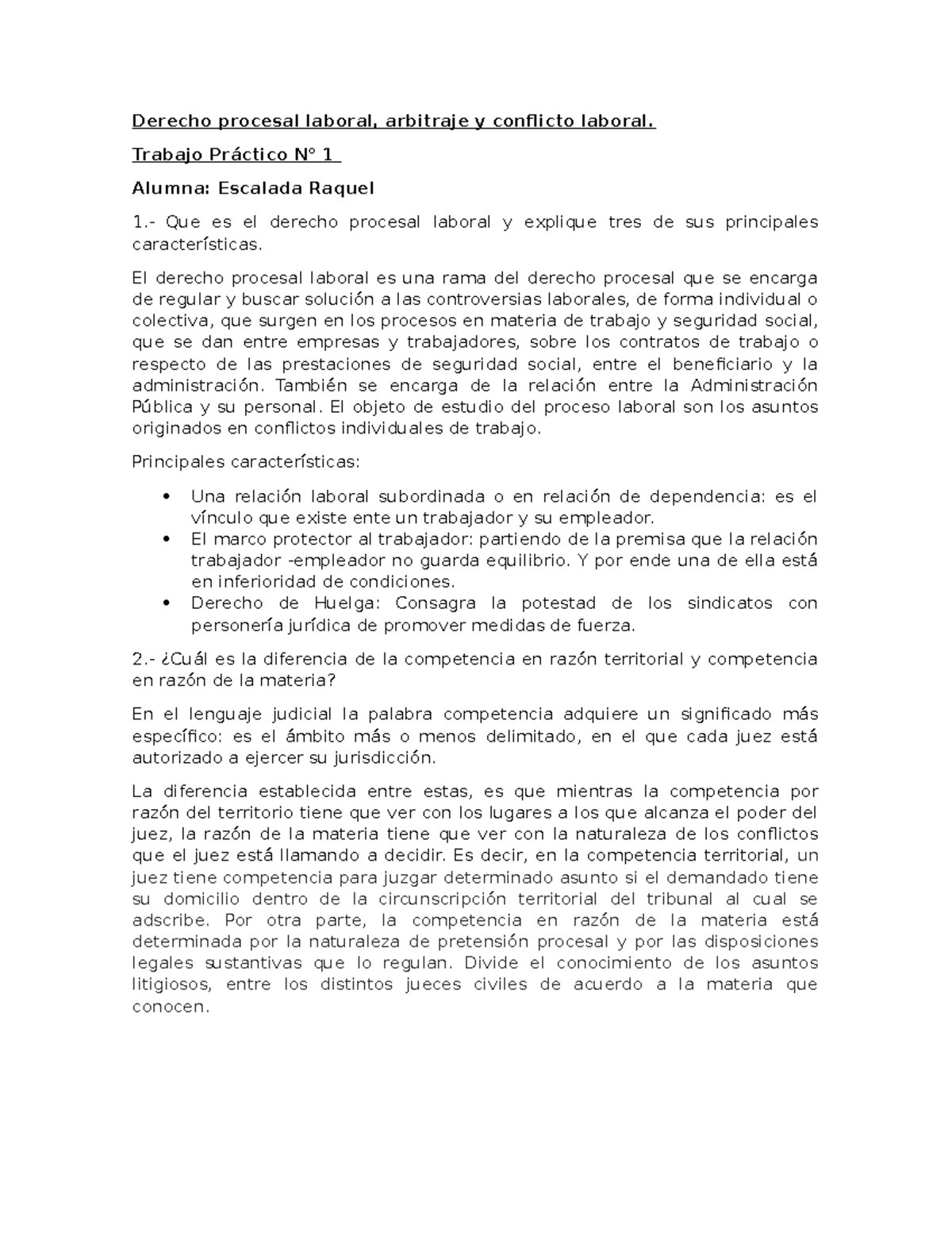 Derecho Procesal Laboral TP1 - Derecho Procesal Laboral, Arbitraje Y ...