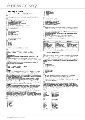 Barrall Irene Business Partner B2 Workbook Answer Key - Answer Key Unit ...