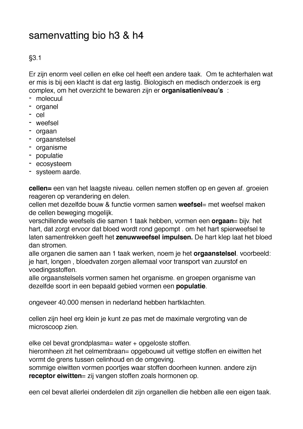 Bio Samenvatting Hoofdstuk 3: Cellen En Hoofstuk 4: Voorplanting ...