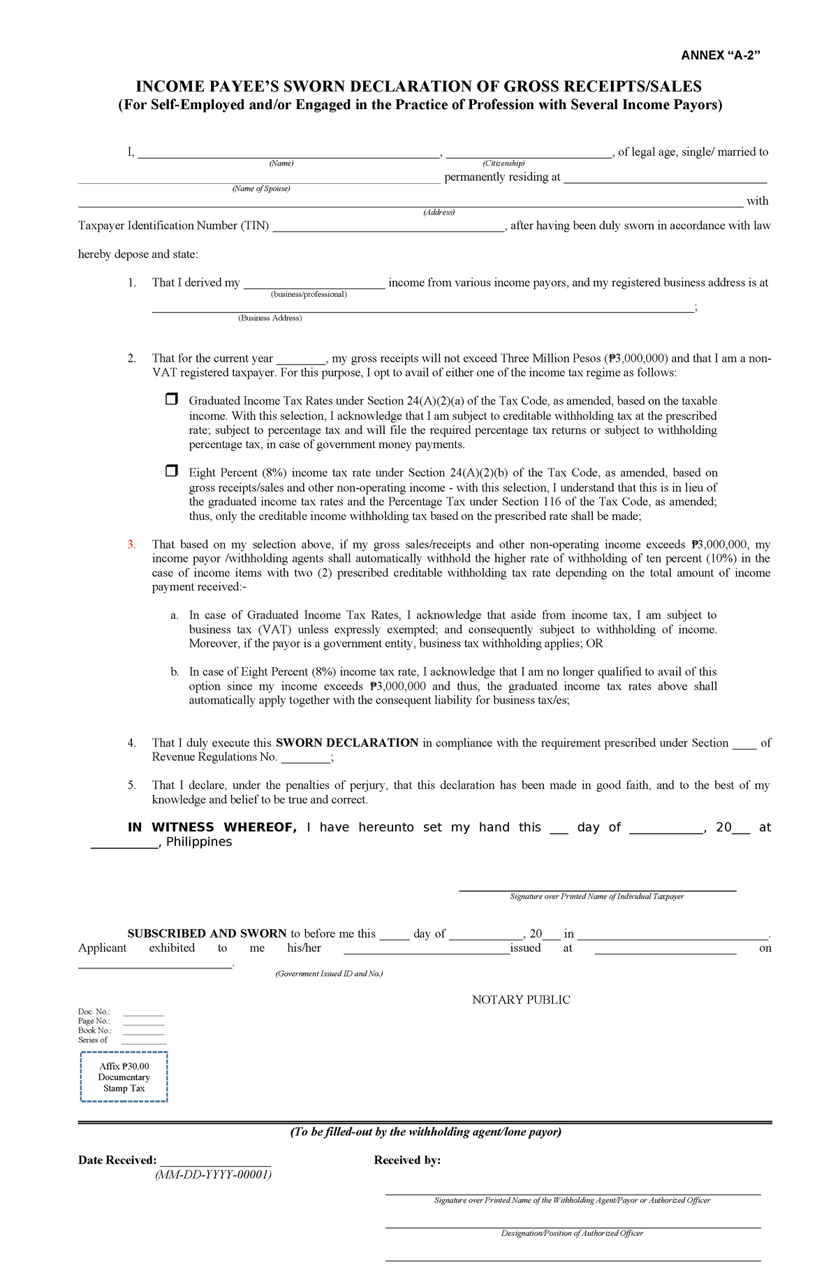 Joborder Annex A2 (For Several Income Payors) - ANNEX “A-2” INCOME ...