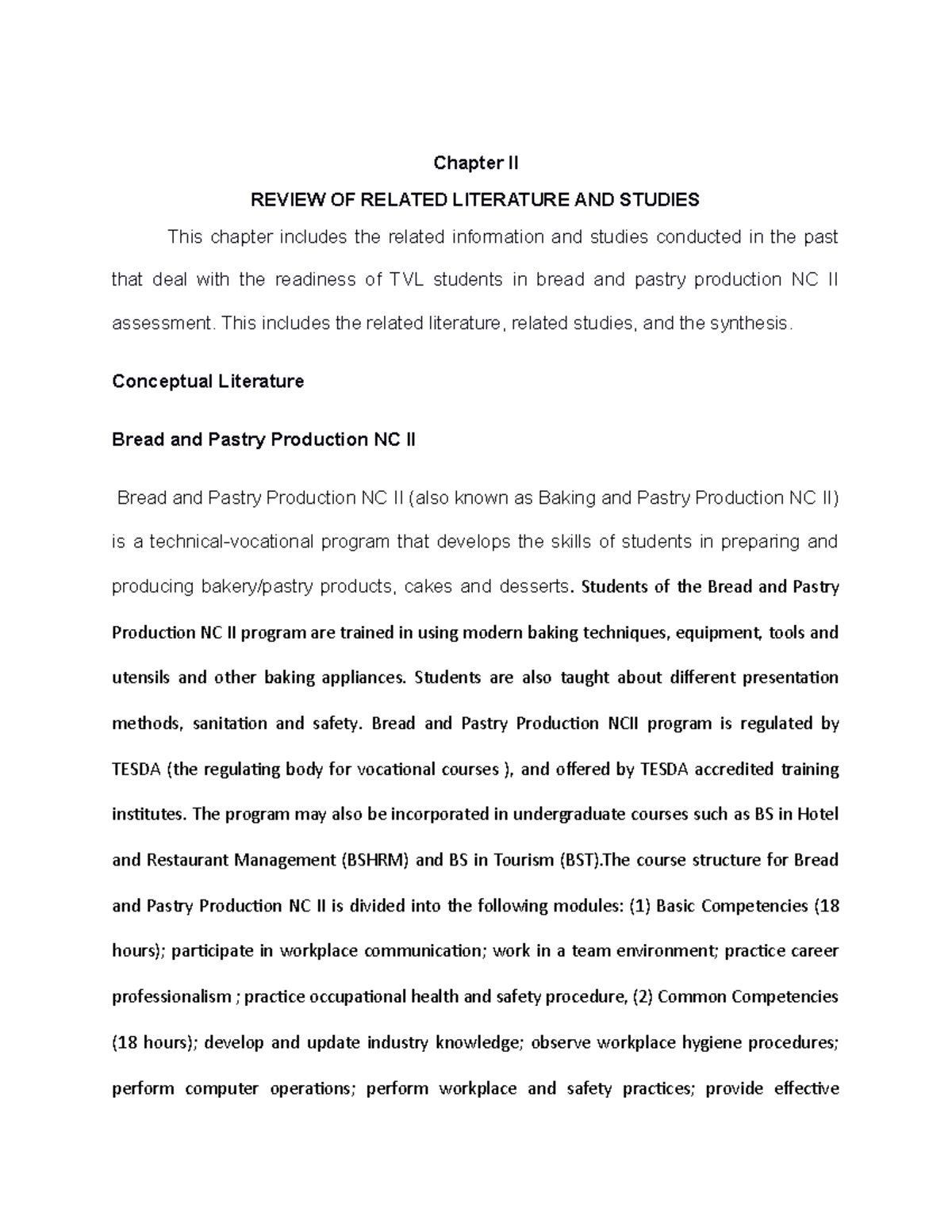 Chapter 2 Bread and pastry Chapter II REVIEW OF RELATED LITERATURE