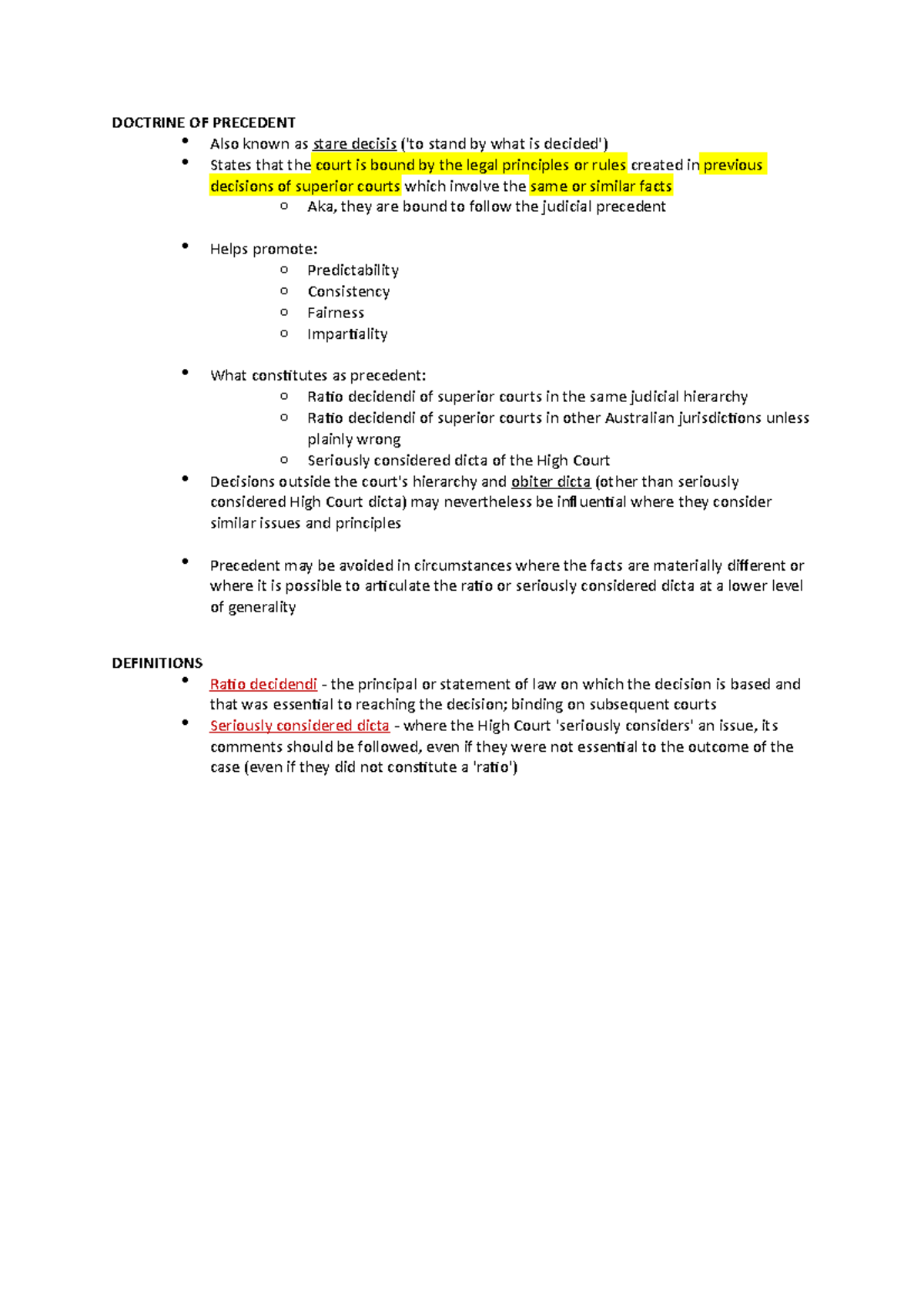 Doctrine Of Precedent Lecture Notes 3 Doctrine Of Precedent Also Doctrine Of Precedent Lecture Notes 3 Doctrine Of Precedent Also