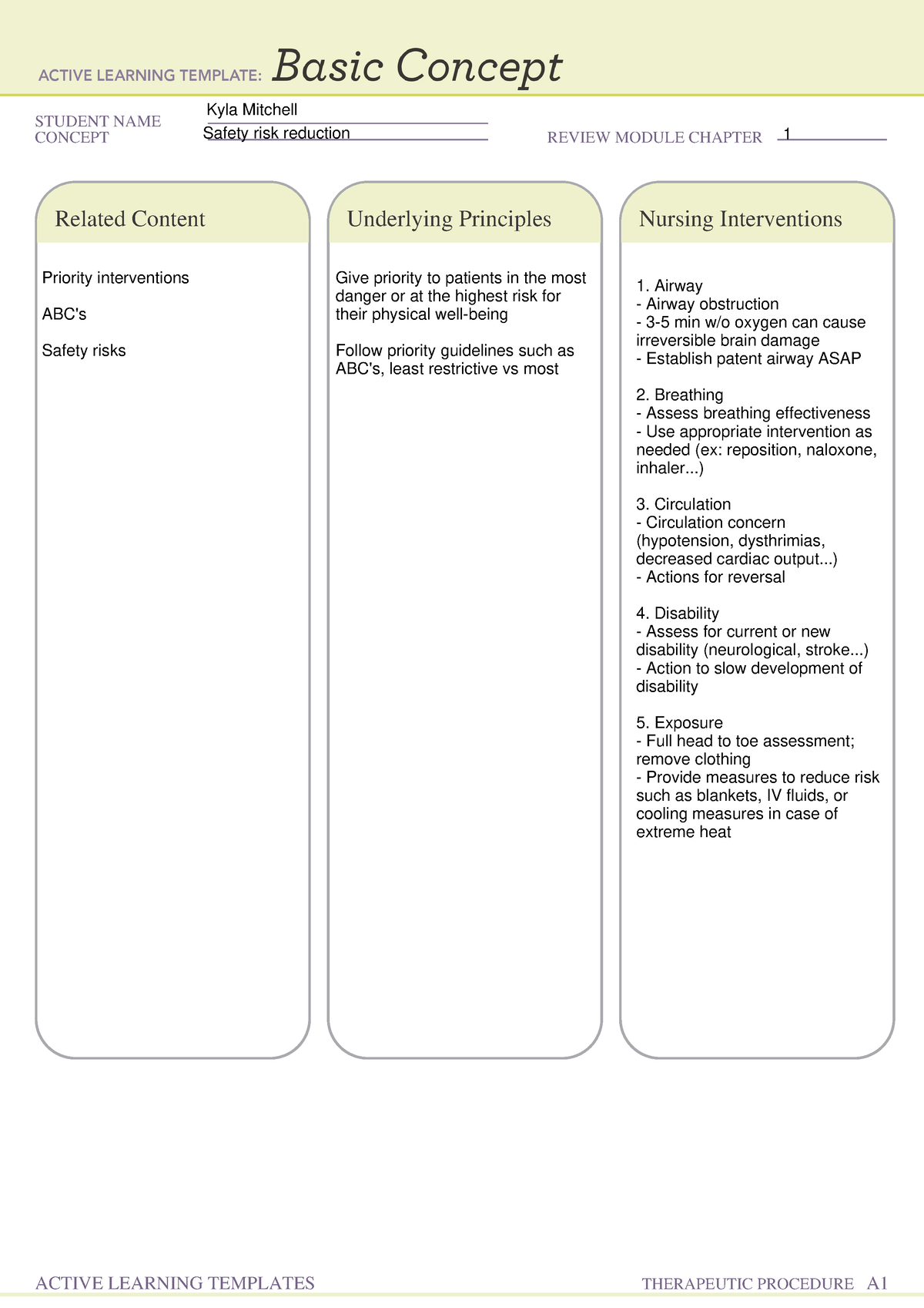 Safety risk reduction - remediation - STUDENT NAME CONCEPT REVIEW ...