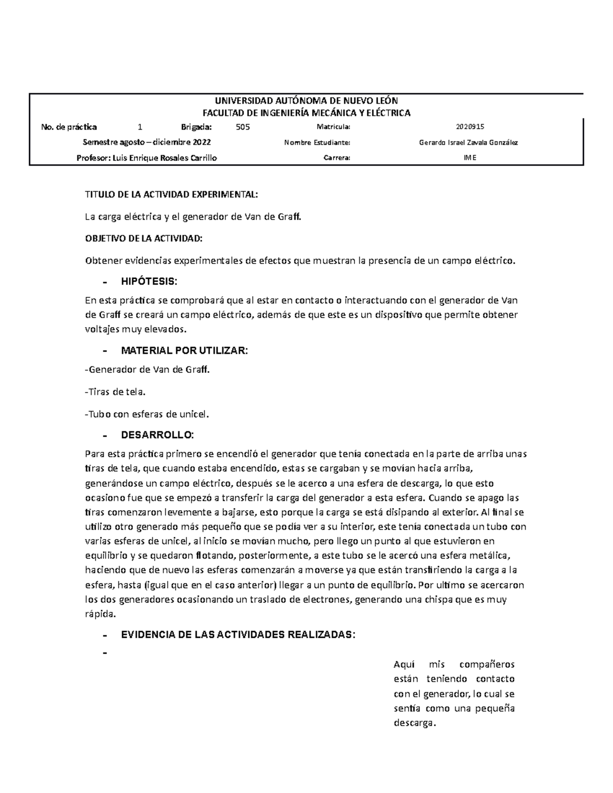 Practica 1-lab fisica 3 - UNIVERSIDAD AUTÓNOMA DE NUEVO LEÓN FACULTAD ...