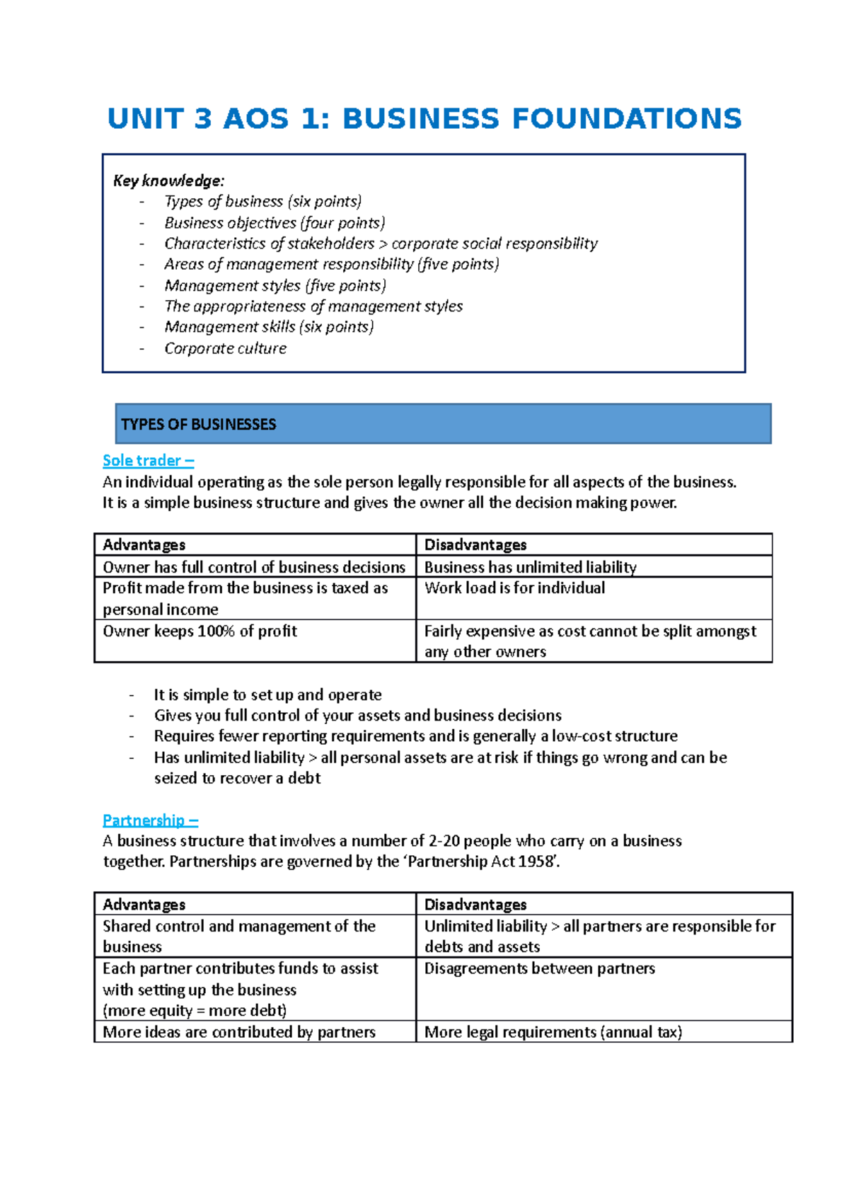 Unit 3 AOS 1 – Business foundations - b2026 - Monash - Studocu