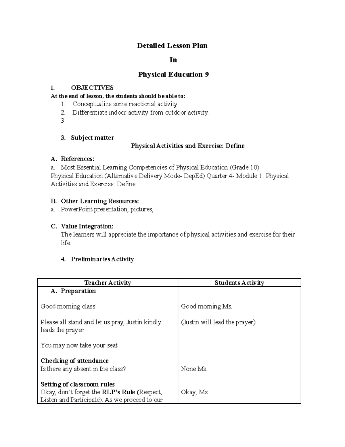 physical education lesson plans pdf grade 1