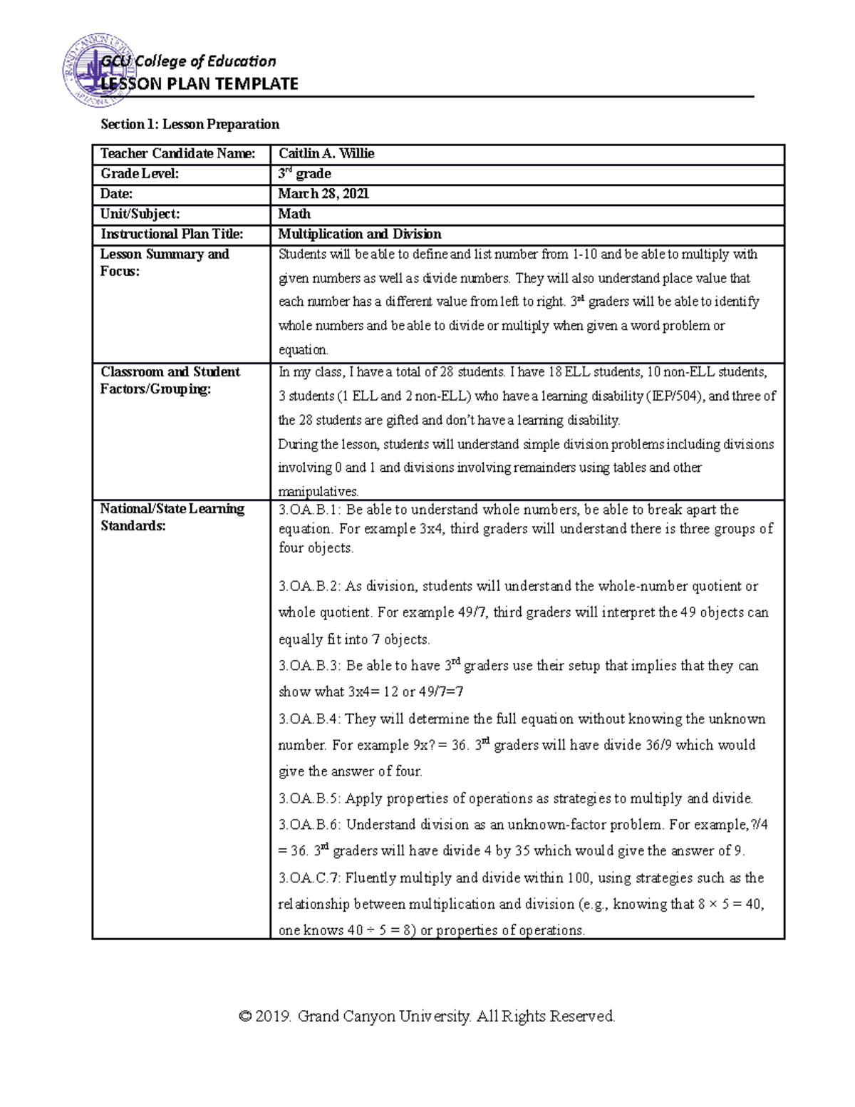 Coe Lesson Plan Template Lesson Plan Template Section 1 Lesson Vrogue