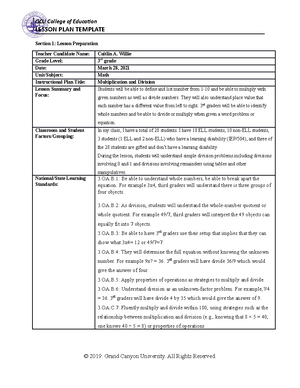 ELM 210 D T2 Lesson Example New - LESSON PLAN TEMPLATE Section 1 ...