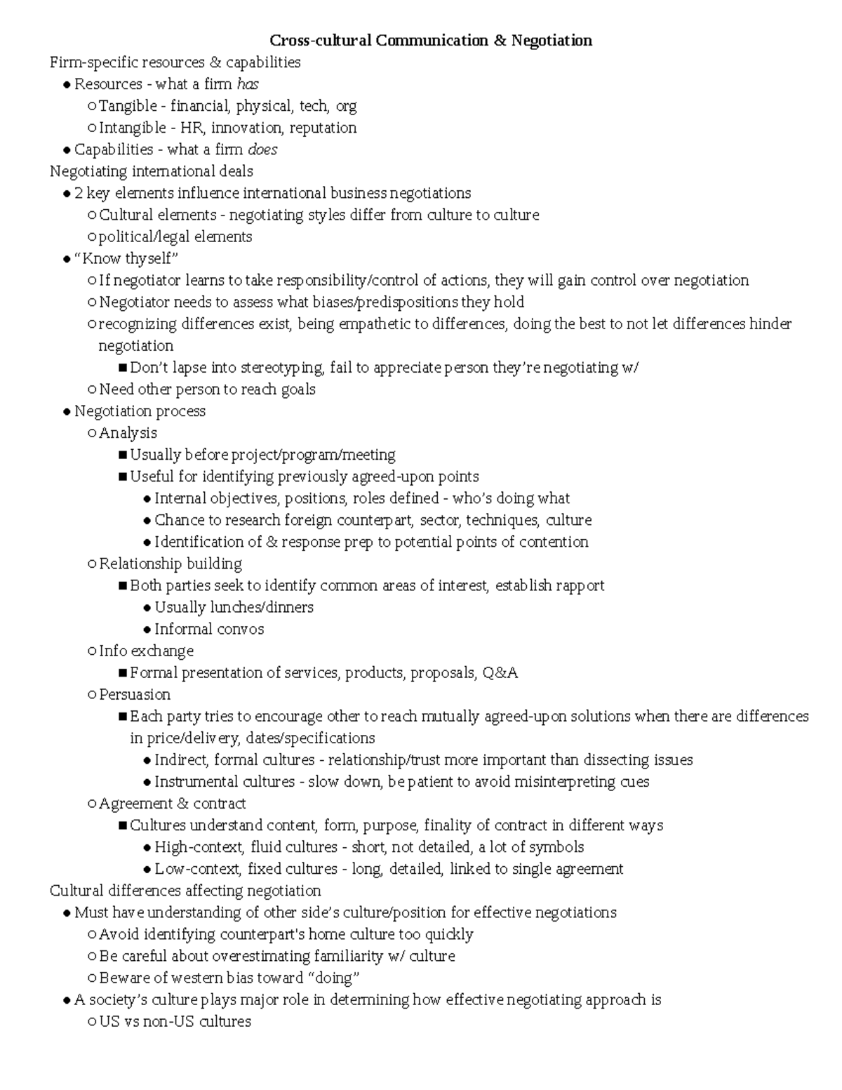 MGT 357 Module 5 Notes - Cross-cultural Communication & Negotiation ...