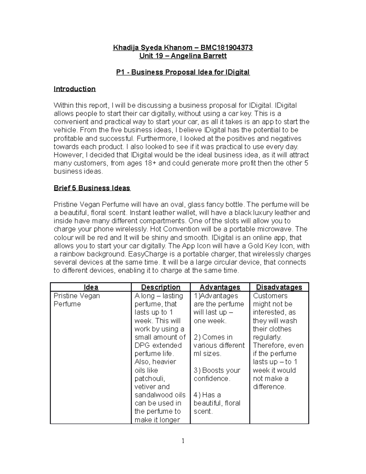 unit 19 business level 3 assignment 1