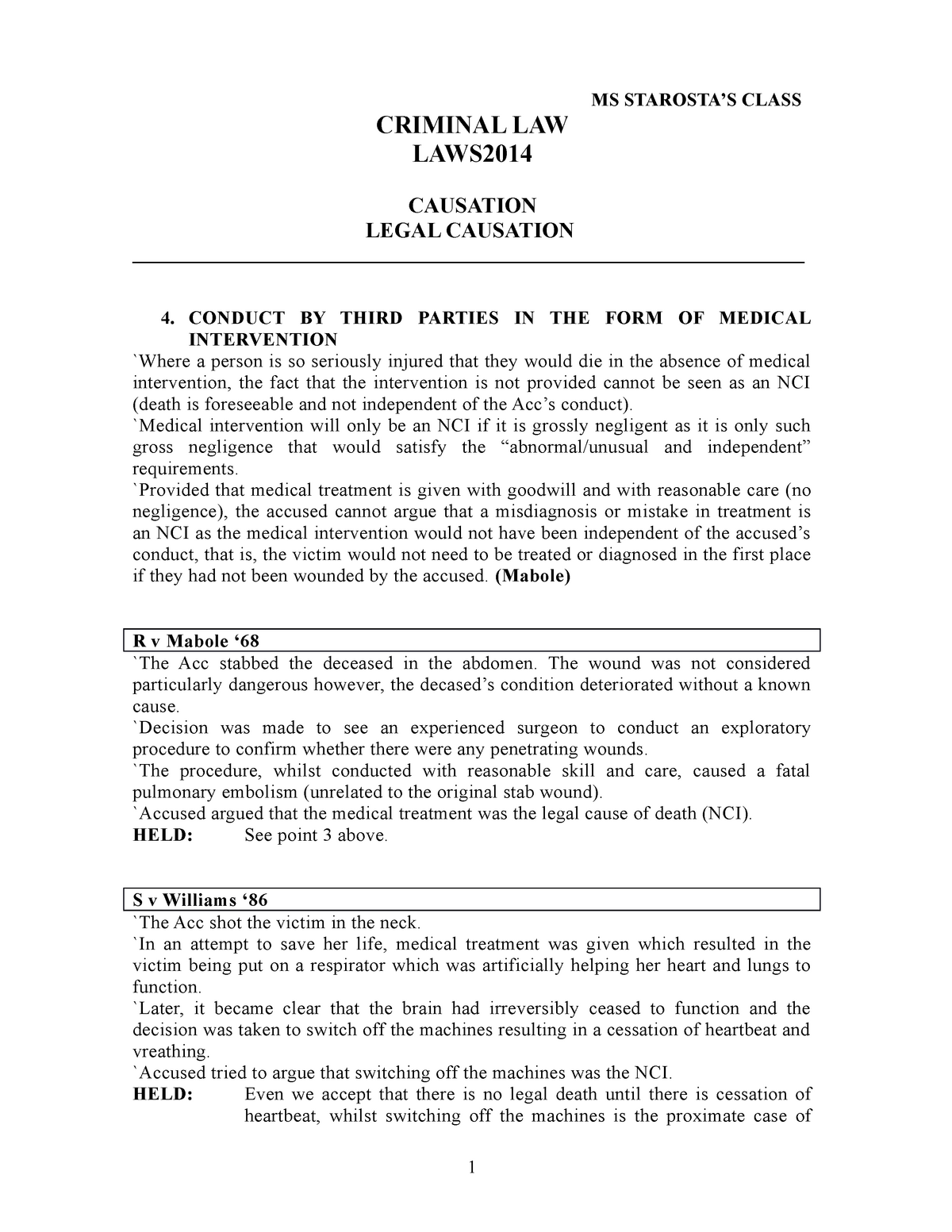 essay on causation criminal law