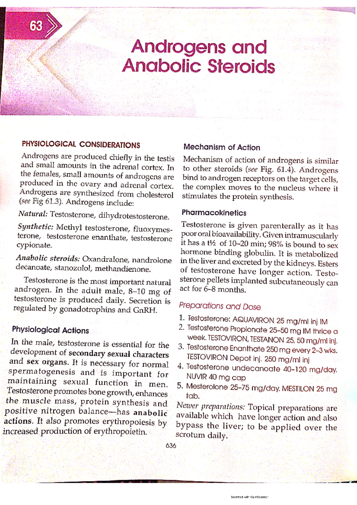 Androgen and anabolic steroids and glugacon notes - Pharmacy - Studocu