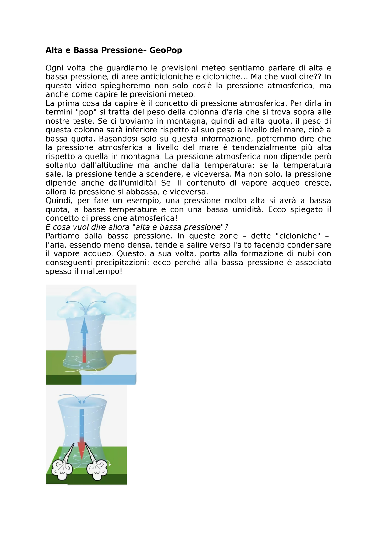 Alta E Bassa Pressione - Sdljkdò - Alta E Bassa Pressione– GeoPop Ogni ...