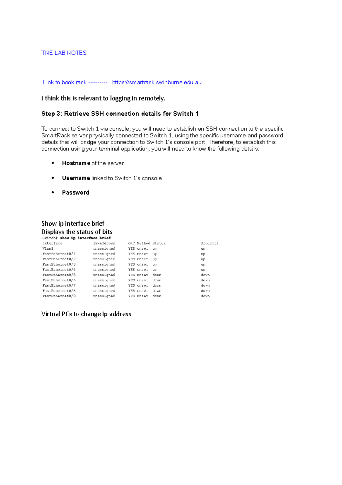 TNE LAB Notes - Some commands from early labs - TNE LAB NOTES Link to ...