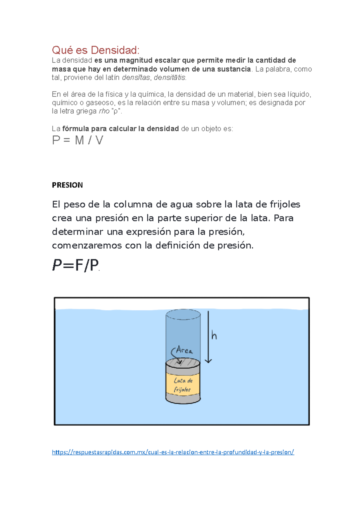 Densidad 2 Tare1 Qué Es Densidad La Densidad Es Una Magnitud