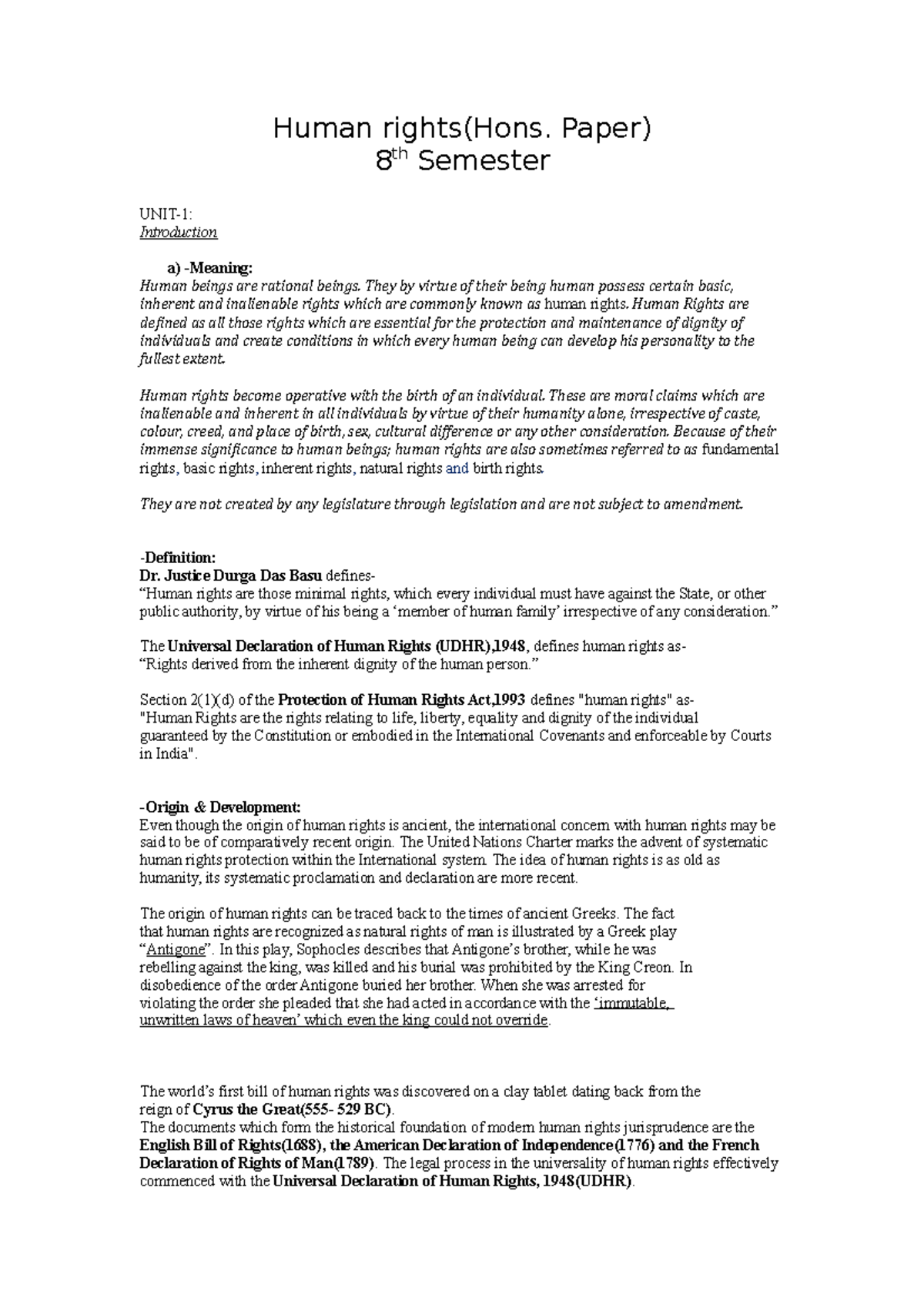 Human Rights 8th Sem Fair Note - Human Rights(Hons. Paper) 8 Th ...