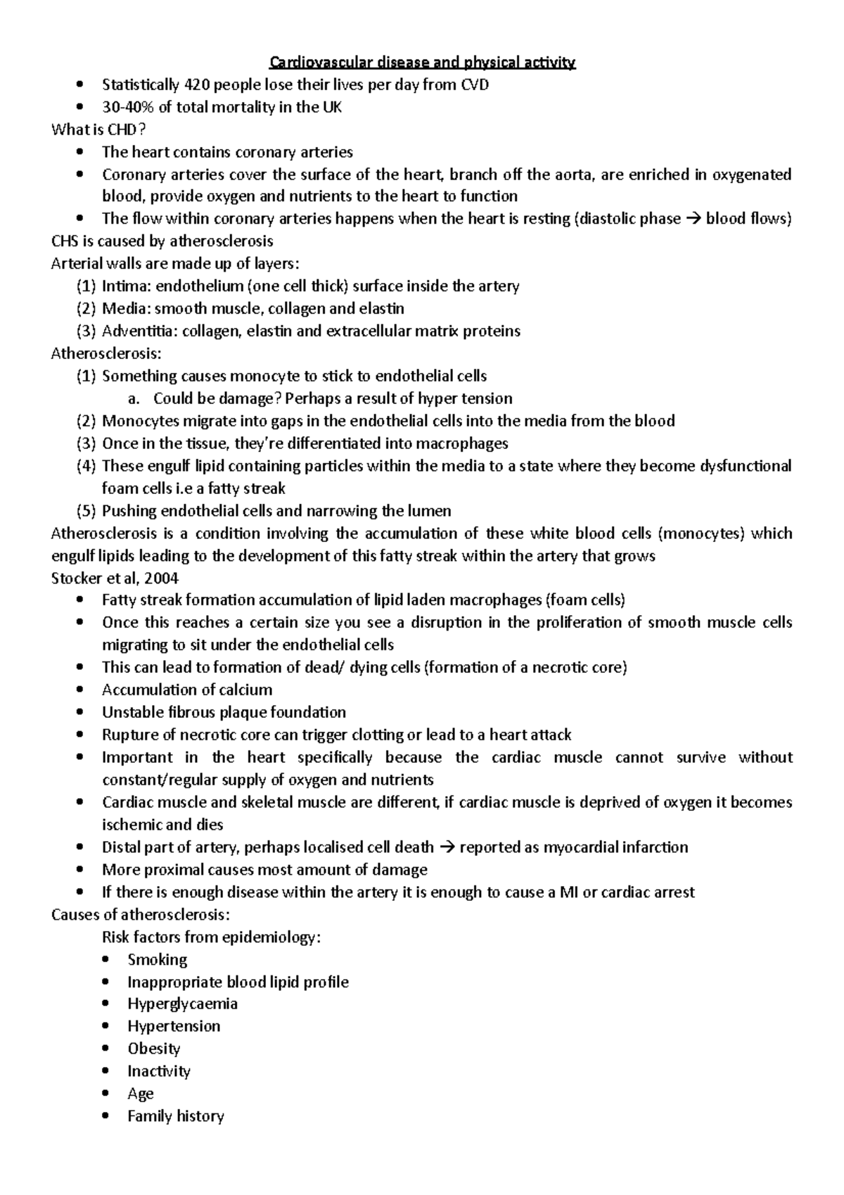 CVD - Lecture notes - Cardiovascular disease and physical activity ...