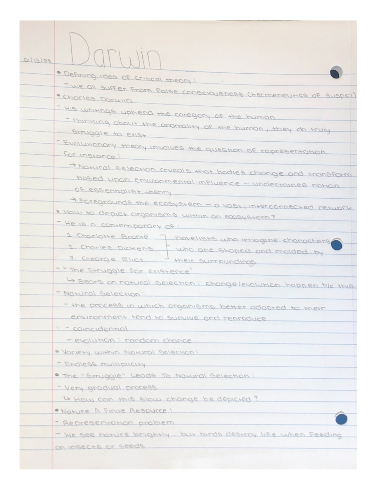 Ideas of Charles Darwin - ENL 110A - Studocu