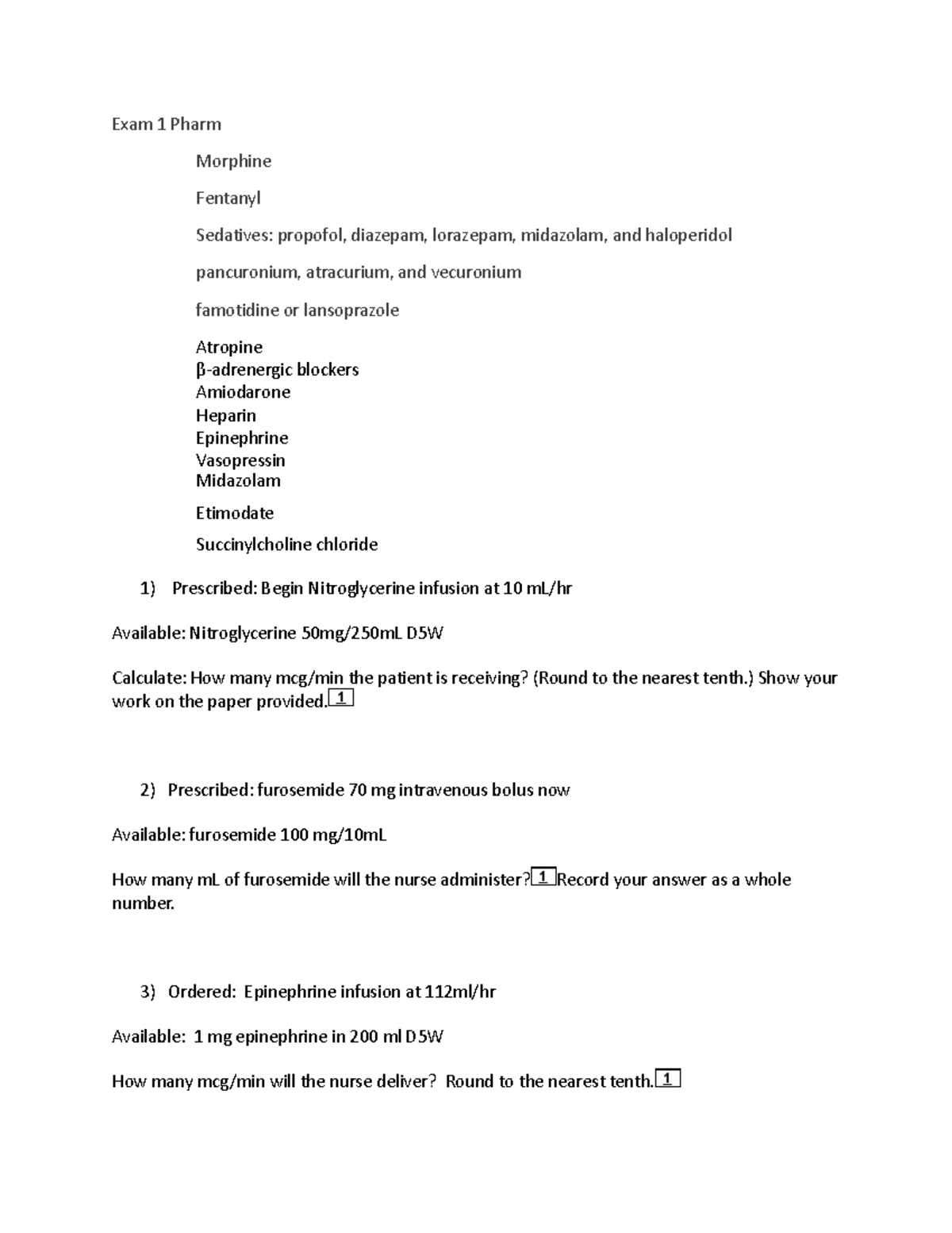 Exam 1 pharm exam 1 nurs 335 brg school of nursing studocu