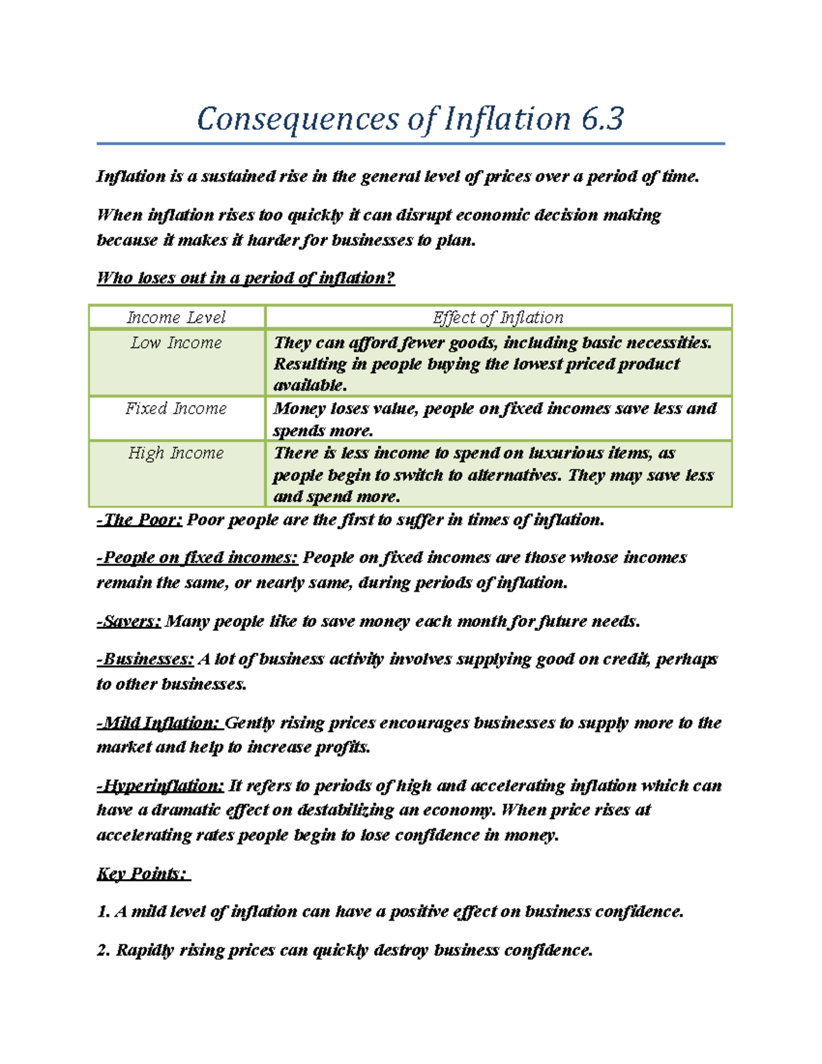 Chapter 6.3 Consequences Of Inflation - Consequences Of Inflation 6 ...