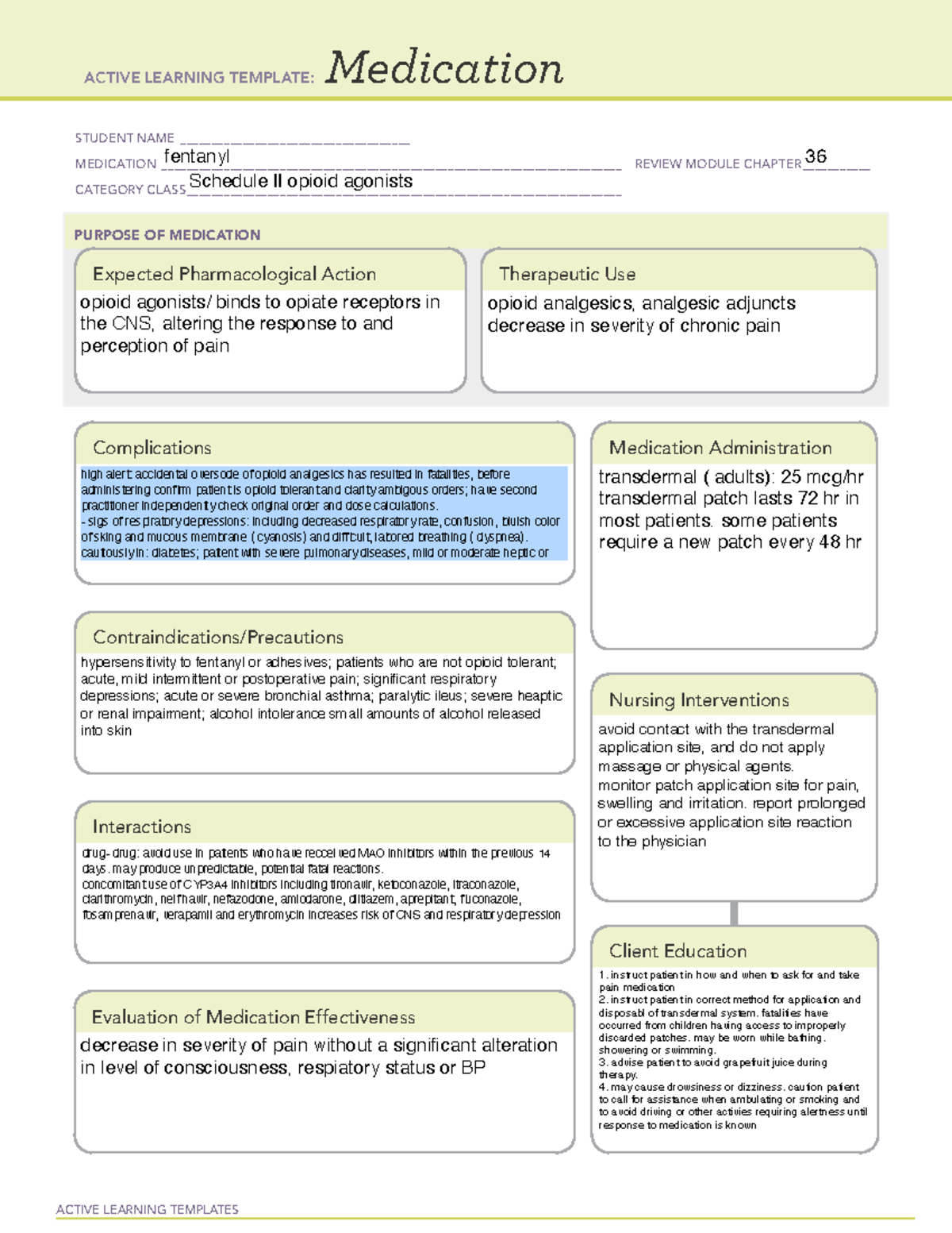 ati-active-learning-template-medication-fentanyl-active-learning