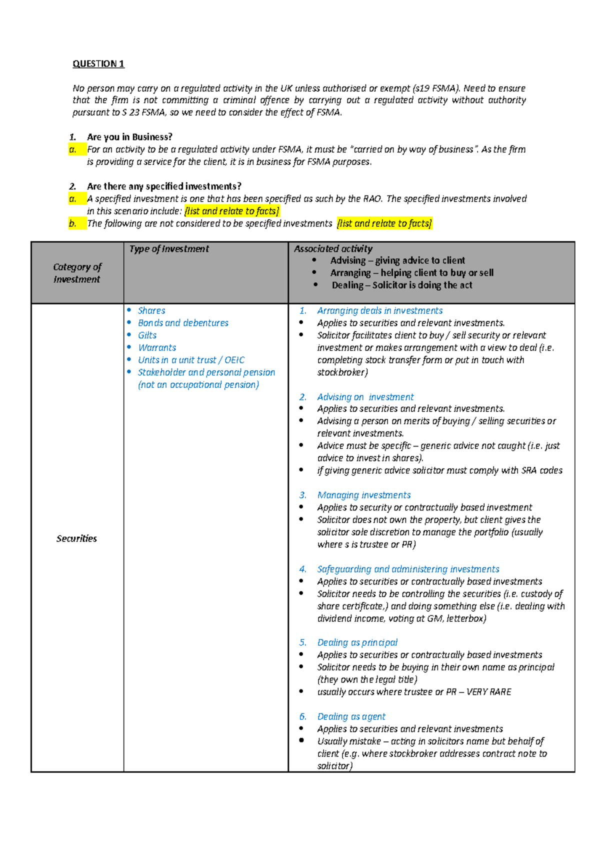 PSC Notes - Financial and Business Skills - QUESTION 1 No person may ...