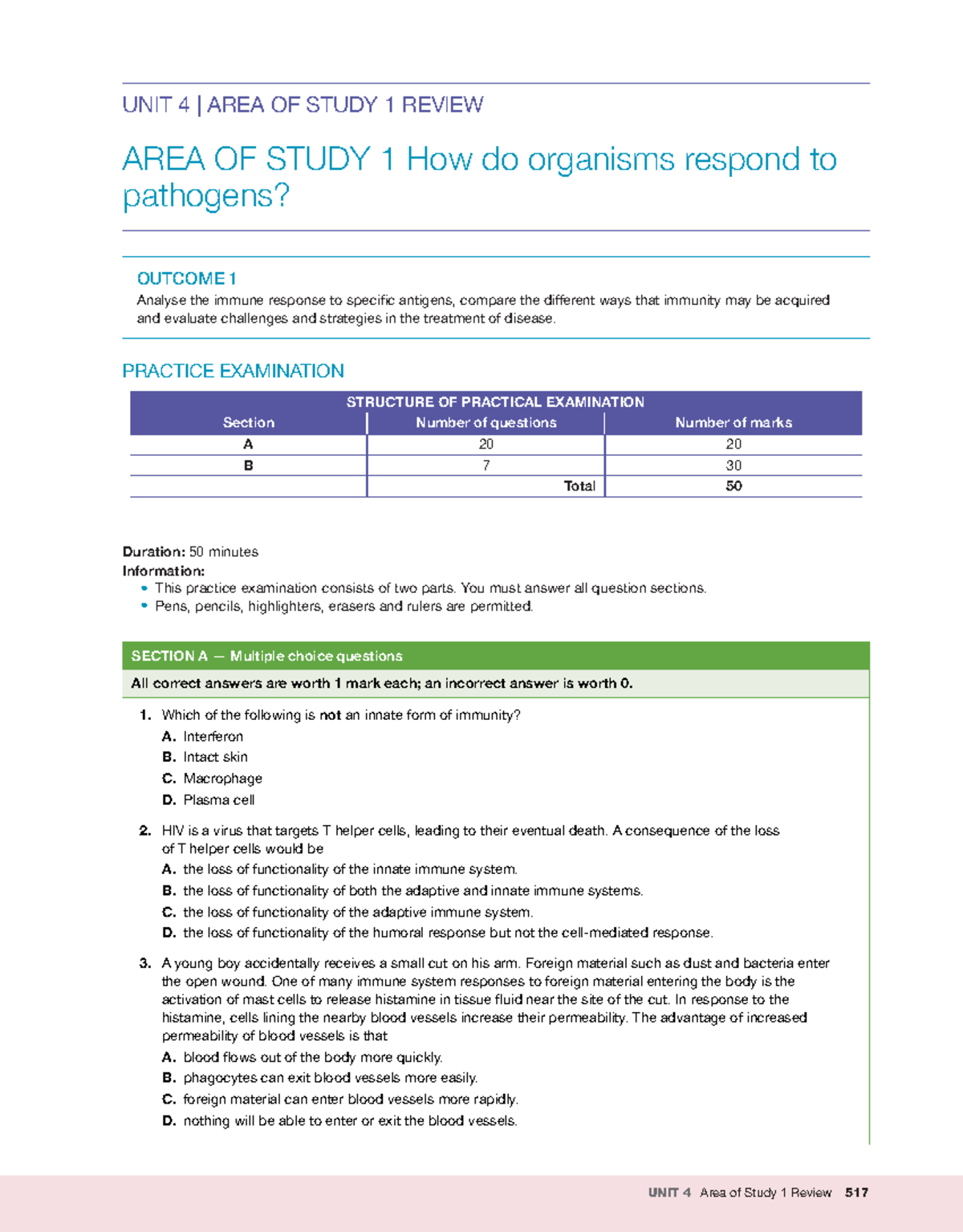 U4AOS1 - Questions for unit 4 aos 1 biology questions for SACS and exam ...