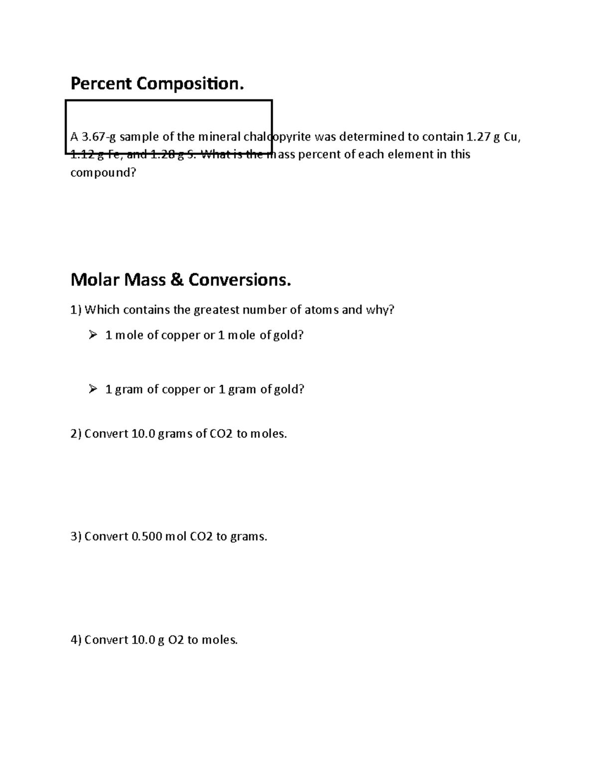 Week 3 Study Guide Chem120 BioChem - Percent Composition. A Sample Of ...