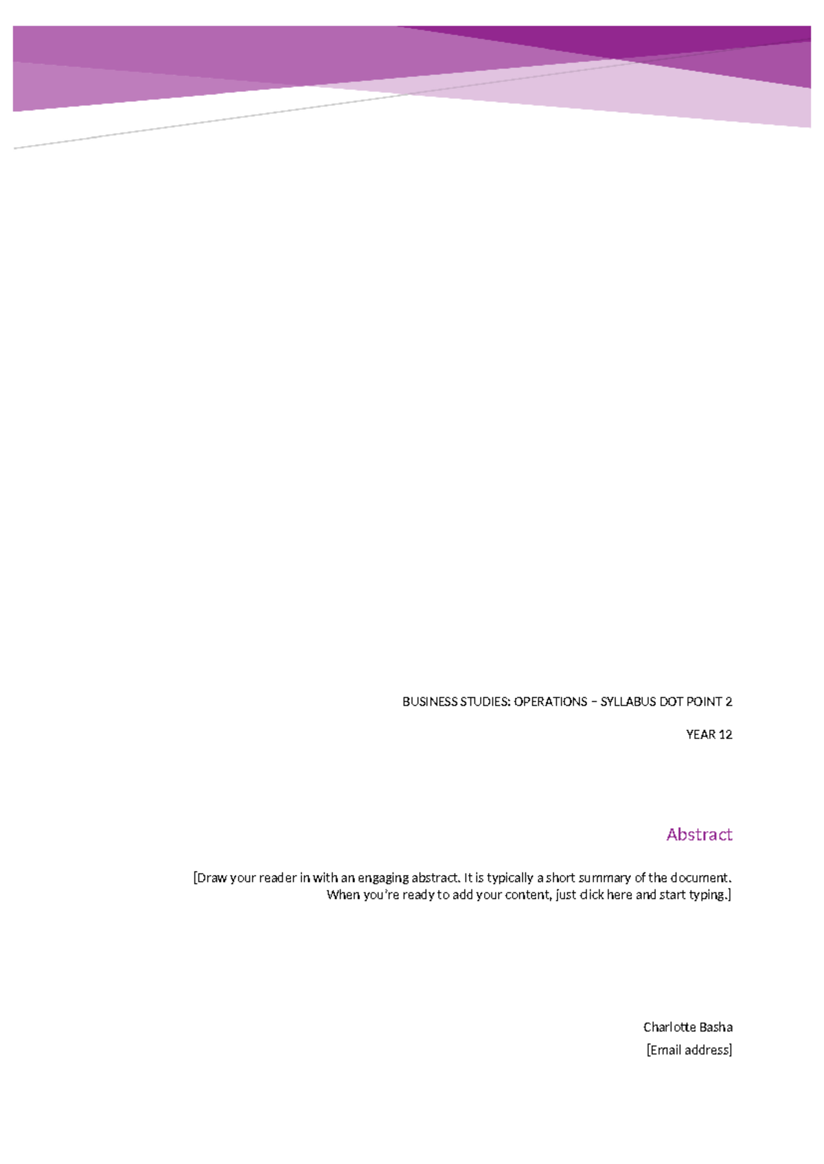 Operations- Syllabus dot point 2 - BUSINESS STUDIES: OPERATIONS ...