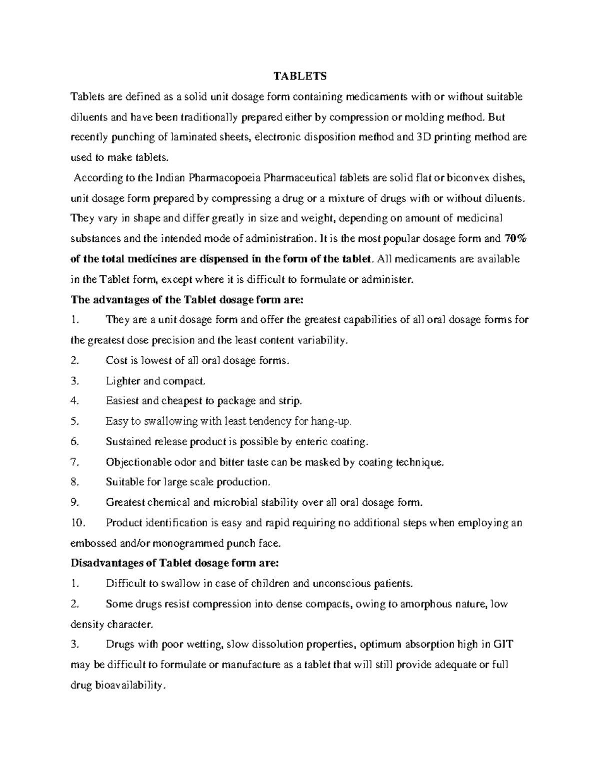 Liquid oralsbdjdhhb - TABLETS Tablets are defined as a solid unit ...