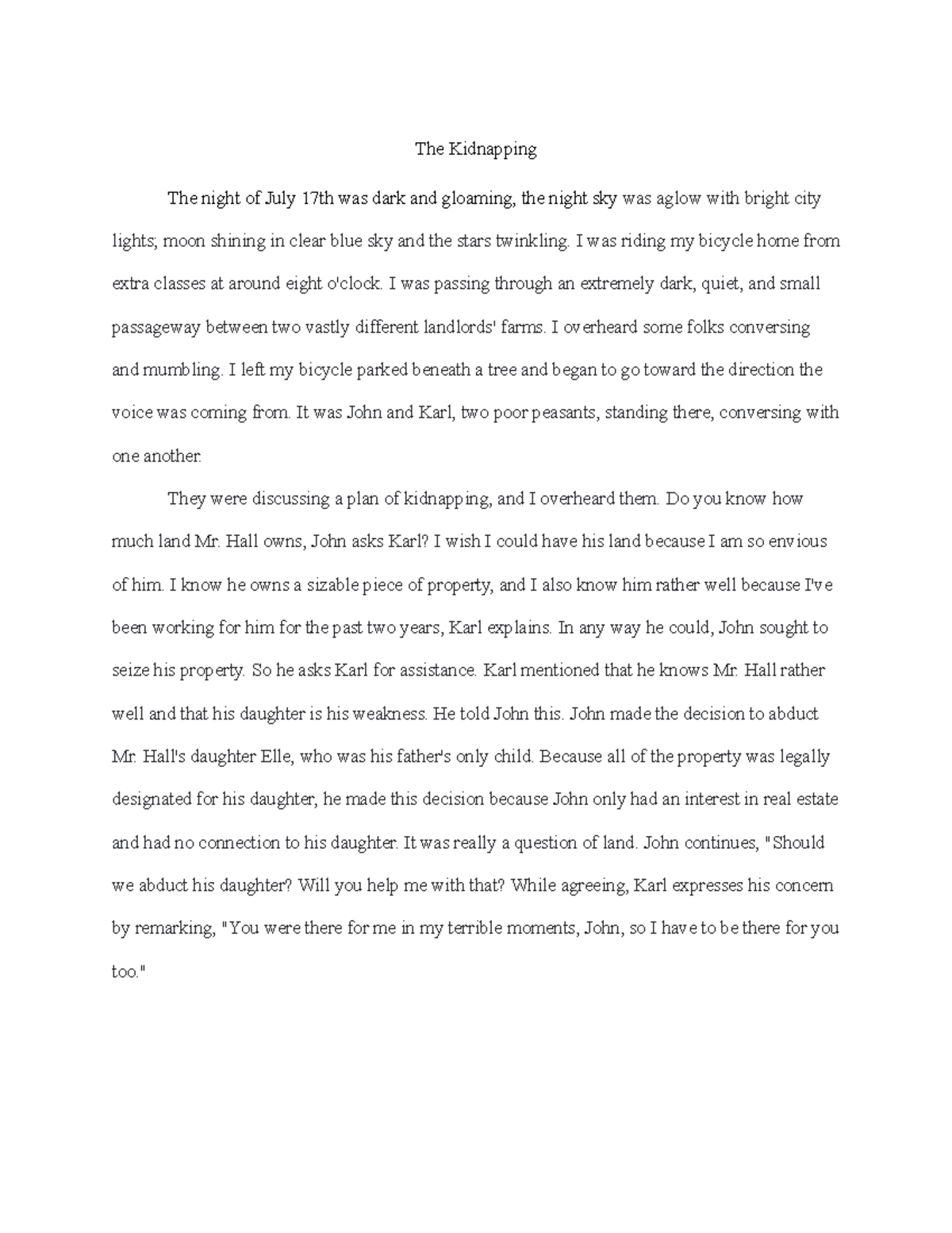 English II H The Kidnapping - The Kidnapping The night of July 17th was ...
