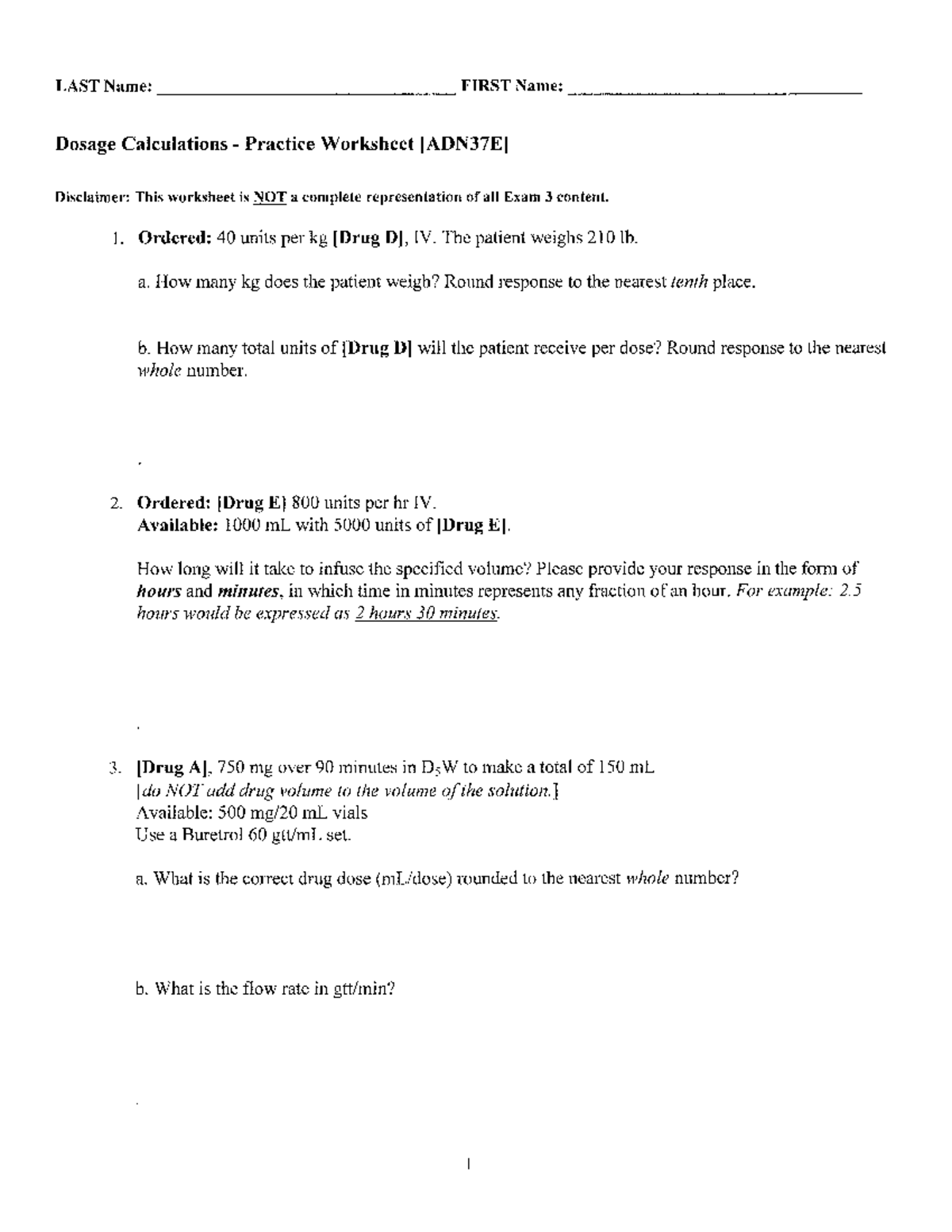 Exam 3 Practice [Dosage] - MTB1370 - Studocu