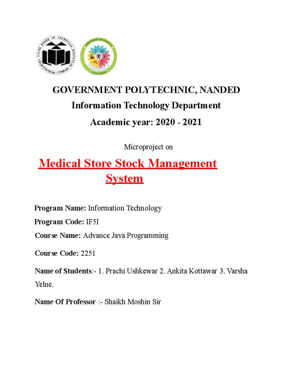 AJP Microproject roll no - GOVERNMENT POLYTECHNIC, NANDED Information ...