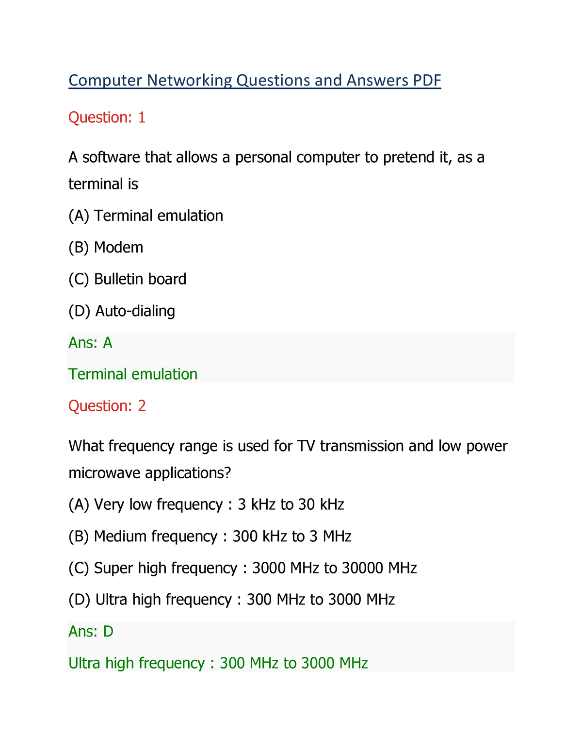 computer networks assignment questions with answers